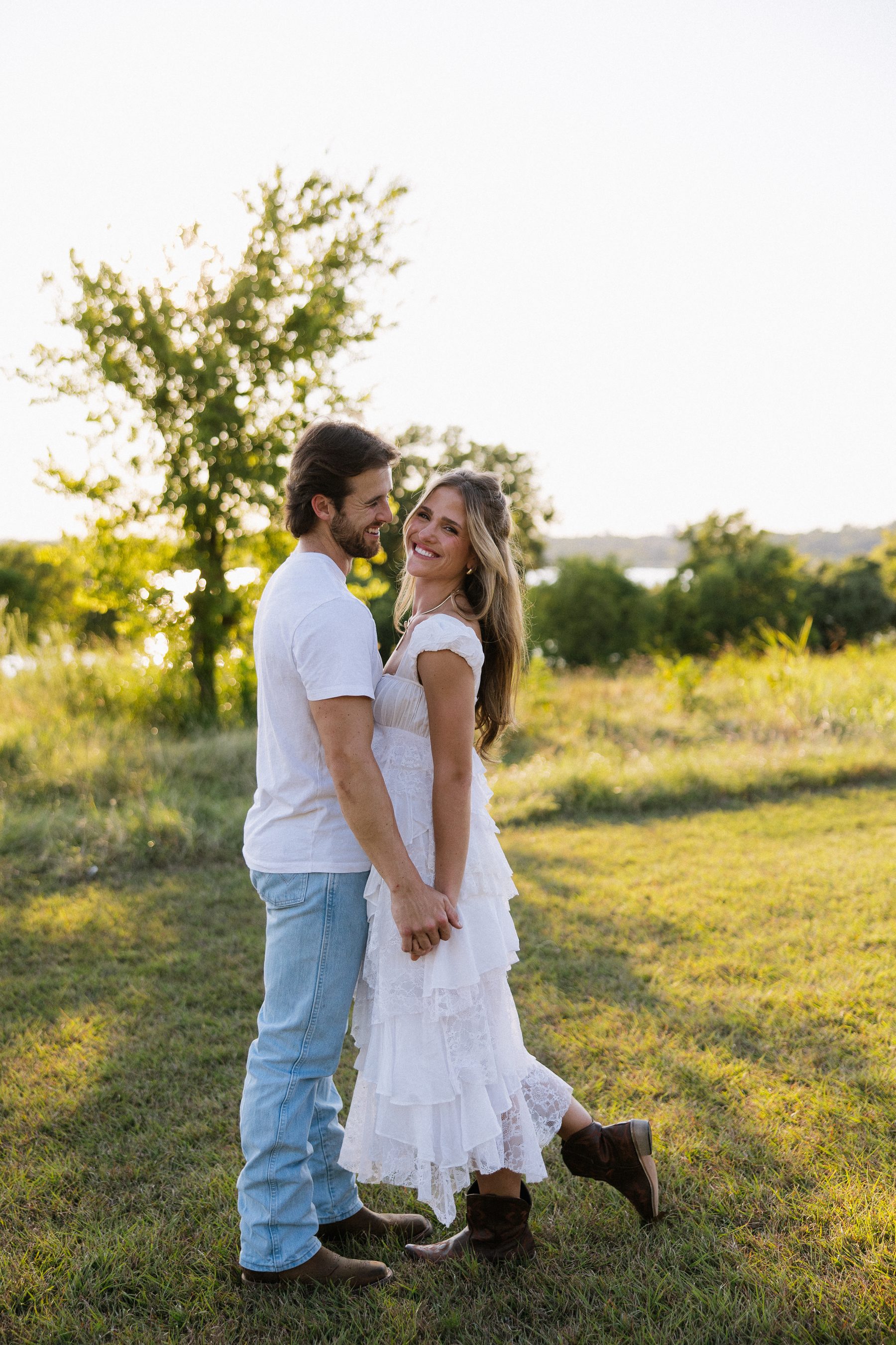Couple kissing in a meadow